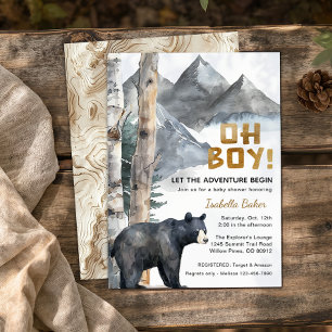 Oh Boy Adventure Begin   Bear & Birch Baby Dusche Einladung