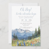 Oh Boy Adventure Begin Photo QR Code Baby Shower Einladung (Vorderseite)