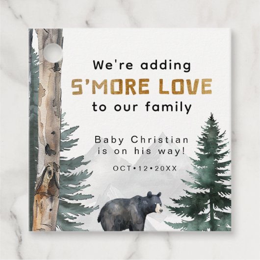 Oh Boy Adventure Begin | S more Liebe Baby Shower Geschenkanhänger (Vorderseite)