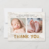 Oh Boy Adventure Begin | Woodland Bear Baby Dusche Dankeskarte (Vorderseite)