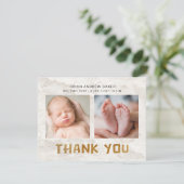 Oh Boy Adventure Begin | Woodland Bear Baby Dusche Dankeskarte (Stehend Vorderseite)