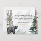 Oh Boy Adventure Begin | Woodland Bear Baby Dusche Dankeskarte (Rückseite)