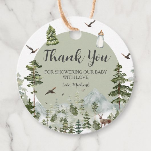 Oh Boy Adventure Pine Forest Baby Dusche Geschenkanhänger (Vorderseite)