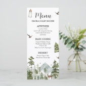 Oh Boy Adventure Pine Forest Baby Dusche Menükarte (Stehend Vorderseite)