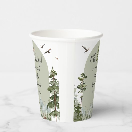 Oh Boy Adventure Pine Forest Baby Dusche Pappbecher (Rechts)