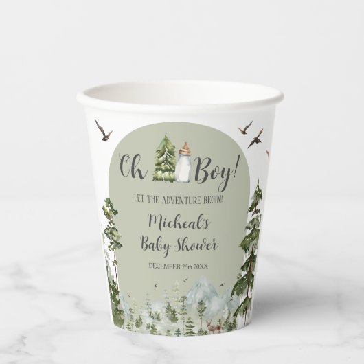 Oh Boy Adventure Pine Forest Baby Dusche Pappbecher (Vorderseite)