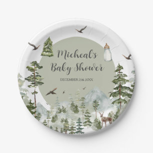 Oh Boy Adventure Pine Forest Baby Dusche Pappteller