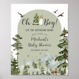 Oh Boy Adventure Pine Forest Baby Dusche Willkomme Poster
