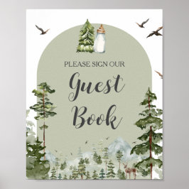 Oh Boy Adventure Pine Forest Guest Book Poster