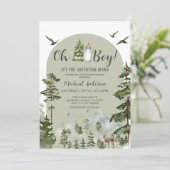 Oh Boy Adventure Pine Forest Weihnachtsdusche Einladung (Stehend Vorderseite)