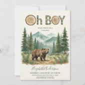 Oh Boy Adventure Woodland Bear Baby Shower Einladung (Vorderseite)