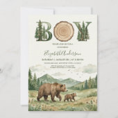 Oh Boy Adventure Woodland Bear Baby Shower Einladung (Vorderseite)