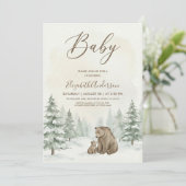 Oh Boy Adventure Woodland Bear Baby Shower Einladung (Stehend Vorderseite)