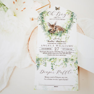 Oh Boy Adventure Woodland Greenerity Baby Shower All In One Einladung