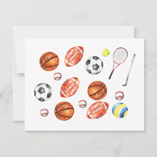 Oh Boy ALL STAR SPORT Baby Shower Dankeskarte (Rückseite)