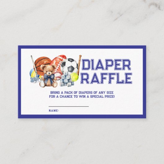 Oh Boy ALL STAR SPORT Baby Shower Diaper Raffle Begleitkarte (Vorderseite)