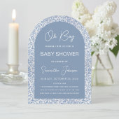 Oh Boy Arch Blue Floral Muster Script Baby Dusche Einladung