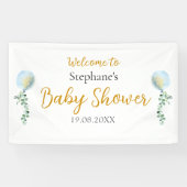 Oh Boy Baby Blue Balloon Eucalyptus Banner (Horizontal)