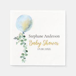 Oh Boy Baby Blue Balloon Eucalyptus Serviette