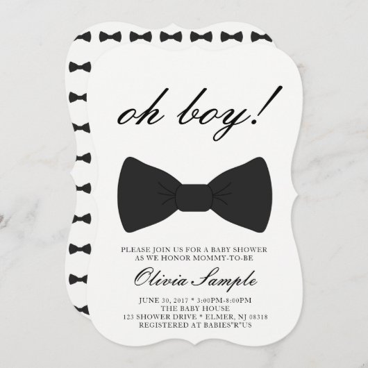 Oh Boy Baby Bowtie Dusche Einladung (Vorne/Hinten)