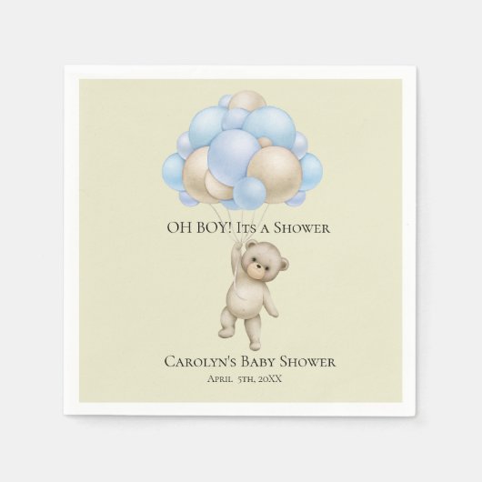 OH BOY Baby Boy Balloons | Babydusche Napkins Serviette (Vorderseite)