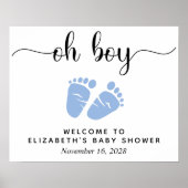 Oh Boy Baby Dusche Blue Feet Willkommen Poster (Vorne)
