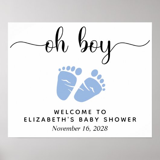 Oh Boy Baby Dusche Blue Feet Willkommen Poster (Vorne)