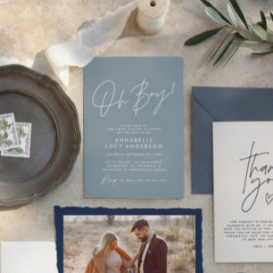 Oh Boy Baby Dusche Drehbuch moderne Baby Blue eleg Einladung