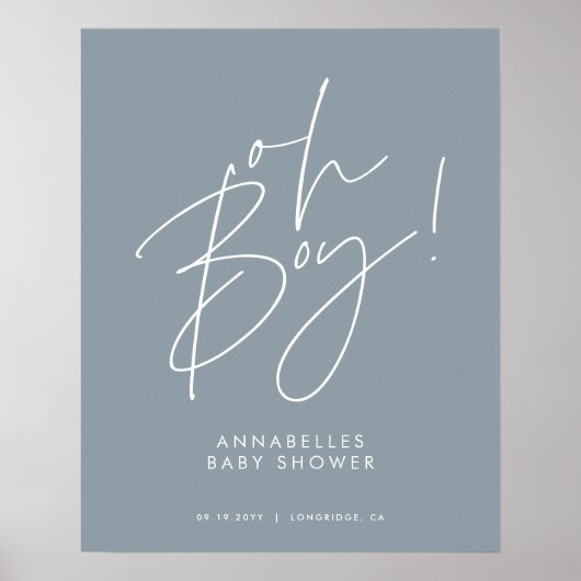 Oh Boy Baby Dusche Drehbuch moderne Baby Blue eleg Poster (Vorne)