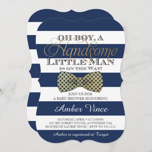 Oh Boy Baby Dusche Einladung (Vorne/Hinten)