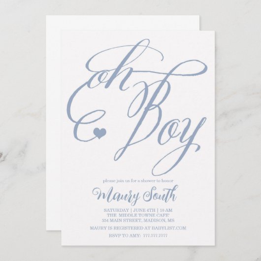 OH BOY Baby Dusche Einladung (Vorne/Hinten)