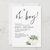 Oh Boy Baby Dusche Party Erntedank Fall Einladung (Vorderseite)