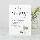 Oh Boy Baby Dusche Party Erntedank Fall Einladung (Stehend Vorderseite)