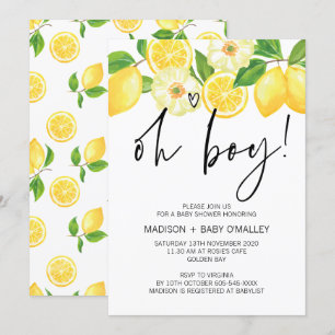 Oh Boy Baby Dusche Party Summer Lemon Einladung