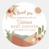 Oh Boy Baby Dusche Round Sticker | Boho Southwest (Vorderseite)