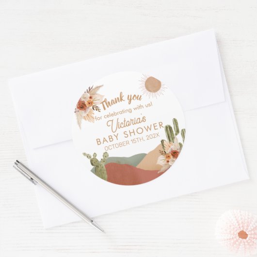 Oh Boy Baby Dusche Round Sticker | Boho Southwest (Umschlag)