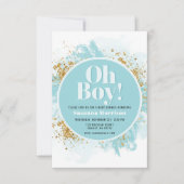 Oh, Boy Baby Dusche Wasserfarbe Glitzer Einladung (Vorderseite)