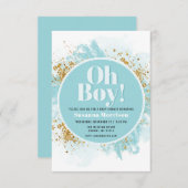 Oh, Boy Baby Dusche Wasserfarbe Glitzer Einladung (Vorne/Hinten)