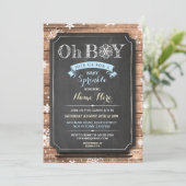 OH BOY Baby Dusche Wood Winter Sprinkle laden Einladung (Stehend Vorderseite)