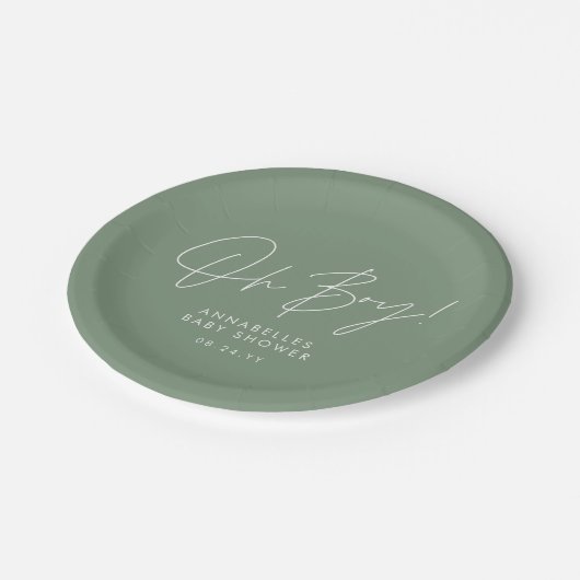 oh-boy-Baby-Duschvorrichtung Pappteller (Schrägansicht)