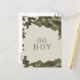 Oh, Boy Baby Duwer Green Camouflage Einladung Postkarte