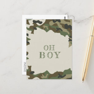 Oh, Boy Baby Duwer Green Camouflage Einladung Postkarte