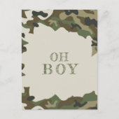Oh, Boy Baby Duwer Green Camouflage Einladung Postkarte (Vorderseite)