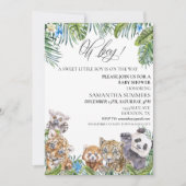 Oh Boy Baby Duwer Tropical Jungle Animals Einladung (Vorderseite)