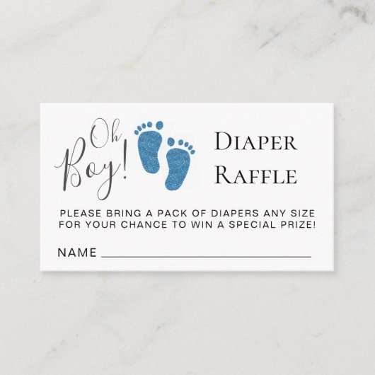 Oh, Boy Baby Feet Diaper Raffle Baby Dusche Begleitkarte (Vorderseite)