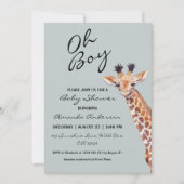 Oh Boy Baby Giraffe Baby Dusche Einladung (Vorderseite)