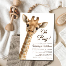 Oh Boy Baby Giraffe Baby Shower Einladung