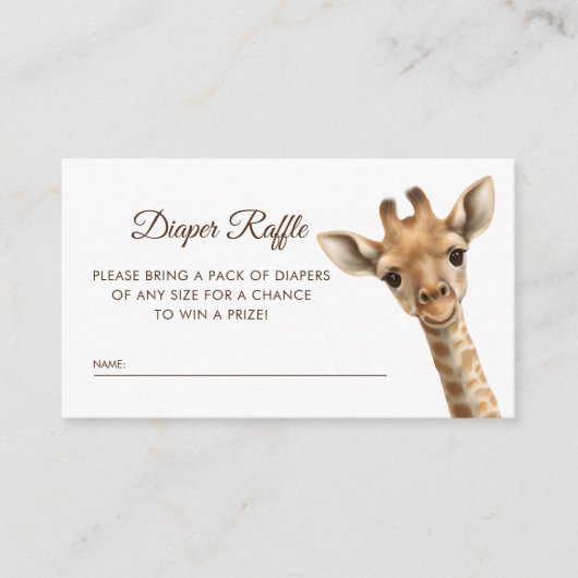 Oh Boy Baby Giraffe Diaper Raffle Baby Dusche Begleitkarte (Vorderseite)