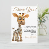 Oh Boy Baby Giraffe Niedlich Boy Baby Shower Dankeskarte (Stehend Vorderseite)