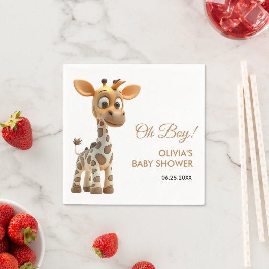 Oh Boy Baby Giraffe Niedlich Boy Baby Shower Serviette (Beispiel)